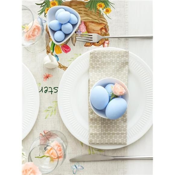 Easter Table Runner for Home Decor with Bunny and Eggs Pattern Decoration - Picture 6 of 7